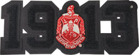 Delta Sigma Theta Crest Year 1913 Black Series Chenille Iron-On Patch [Black]