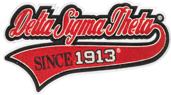 Delta Sigma Theta Vintage Tail Design Chenille Iron-On Patch [Red]