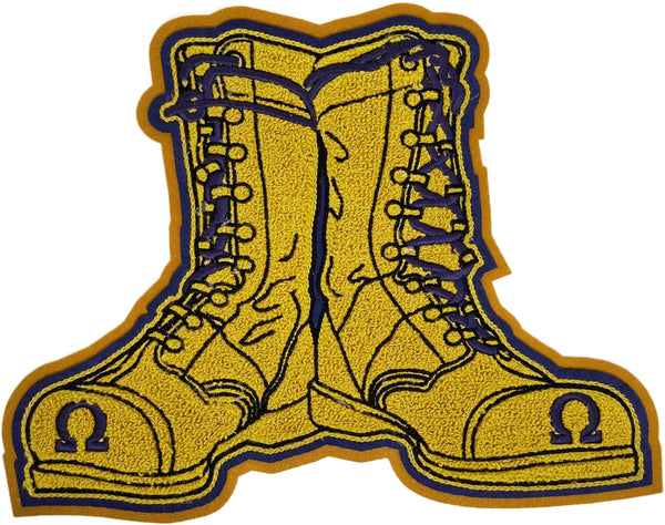 Omega Psi Phi Boots Chenille Iron-On Patch [Gold]