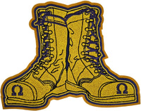 Omega Psi Phi Boots Chenille Iron-On Patch [Gold]