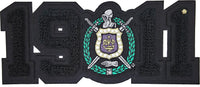 Omega Psi Phi Shield Year 1911 Black Series Chenille Iron-On Patch [Black]