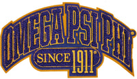 Omega Psi Phi Curved Design Chenille Iron-On Patch [Purple]