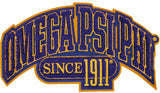 Omega Psi Phi Curved Design Chenille Iron-On Patch [Purple]