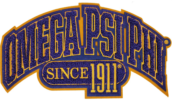 Omega Psi Phi Curved Design Chenille Iron-On Patch [Purple]