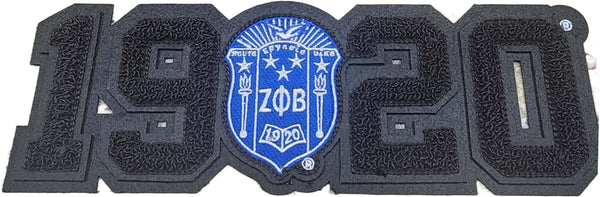 Zeta Phi Beta Crest Year 1920 Black Series Chenille Iron-On Patch [Black]
