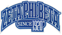 Zeta Phi Beta Curved Design Chenille Iron-On Patch [Blue]