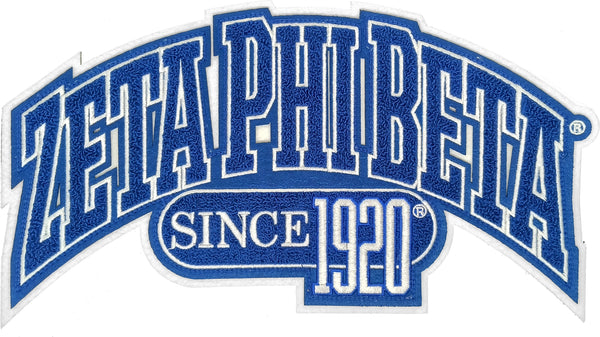 Zeta Phi Beta Curved Design Chenille Iron-On Patch [Blue]