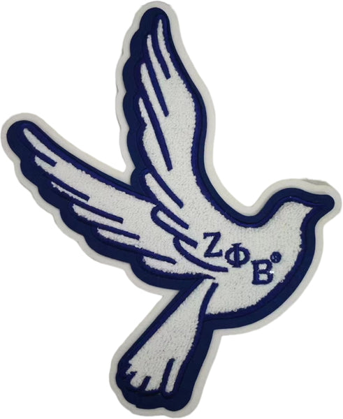 Zeta Phi Beta Dove Chenille Iron-On Patch [White]