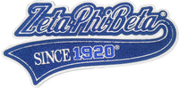 Zeta Phi Beta Vintage Tail Design Chenille Iron-On Patch [Blue]