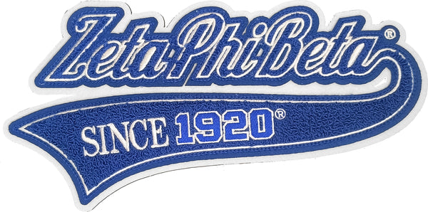 Zeta Phi Beta Vintage Tail Design Chenille Iron-On Patch [Blue]