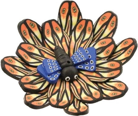 Fimo Round Butterfly Dish Incense Burner [Multi-Colored]