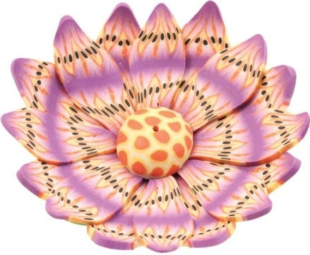Fimo Round Purple Flower Dish Incense Burner [Multi-Colored]