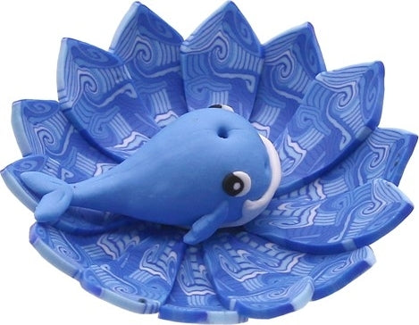Fimo Round Blue Whale Dish Incense Burner [Blue]