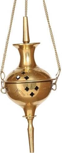 Large Hanging Brass Bowl Incense Cone Burner [Brass]