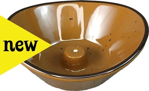 Ceramic Oval Incense Burner [Brown]