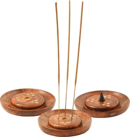 Wood Plate Incense Burner [Brown]