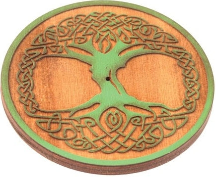 Wooden Round Tree Incense Burner [Brown]