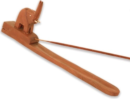 Wood With Elephant Incense Burner [Brown]