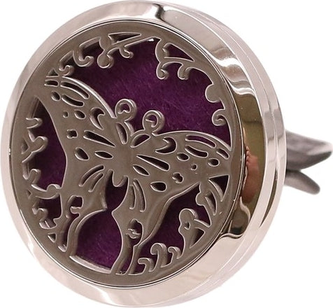 Butterfly Design Fragrance Oil Car Vent Clip [Silver]