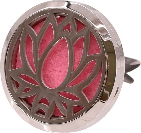 Lotus Flower Design Fragrance Oil Car Vent Clip [Silver]