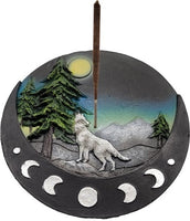 Wolf With Moons Incense Burner [Black]