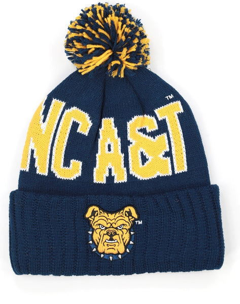 Big Boy North Carolina A&T Aggies S255 Beanie With Ball [Navy Blue]