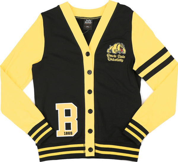 Big Boy Bowie State Bulldogs S11 Womens Lightweight Cardigan [Black]