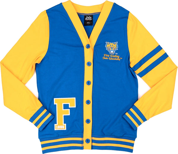 Big Boy Fort Valley State Wildcats S11 Womens Lightweight Cardigan [Royal Blue]