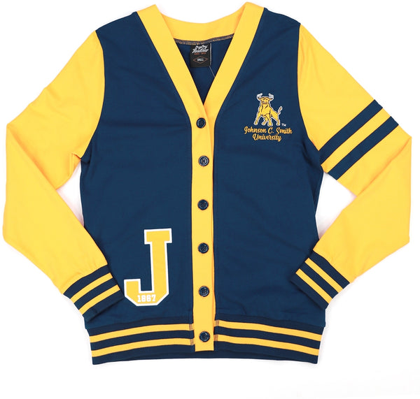 Big Boy Johnson C. Smith Golden Bulls S11 Womens Lightweight Cardigan [Navy Blue]