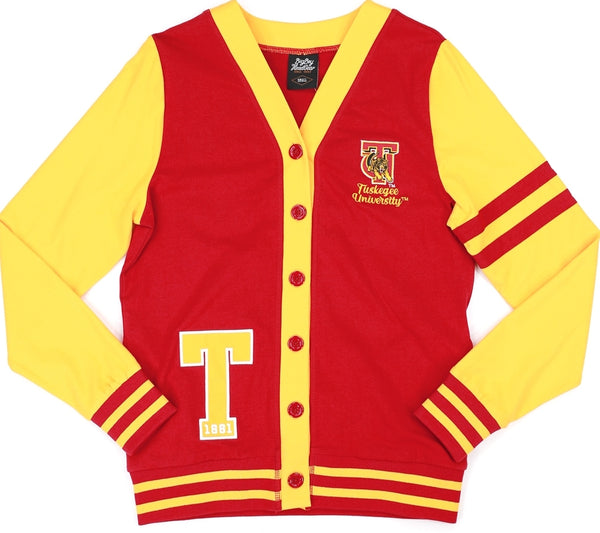 Big Boy Tuskegee Golden Tigers S11 Womens Lightweight Cardigan [Crimson Red]