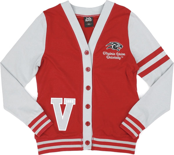 Big Boy Virginia Union Panthers S11 Womens Lightweight Cardigan [Maroon]