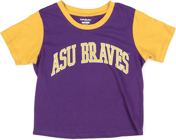 Big Boy Alcorn State Braves S5 Womens Cropped Tee [Purple]