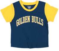 Big Boy Johnson C. Smith Golden Bulls S5 Womens Cropped Tee [Navy Blue]