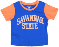Big Boy Savannah State Tigers S5 Womens Cropped Tee [Royal Blue]