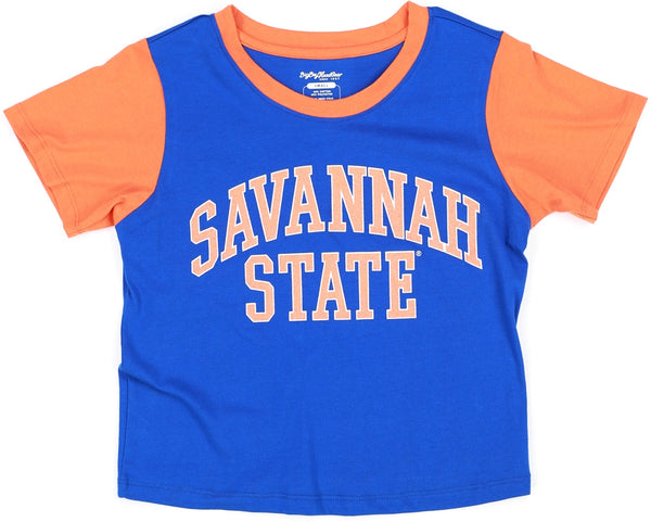 Big Boy Savannah State Tigers S5 Womens Cropped Tee [Royal Blue]