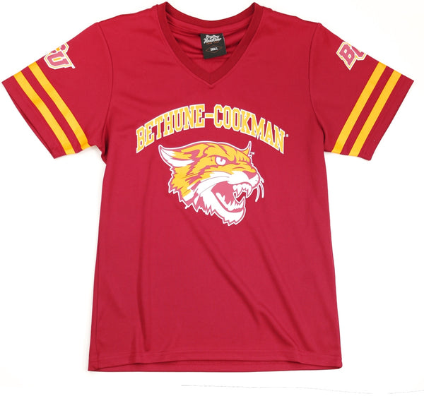 Big Boy Bethune-Cookman Wildcats S1 Womens Football Jersey Tee [Crimson Red]