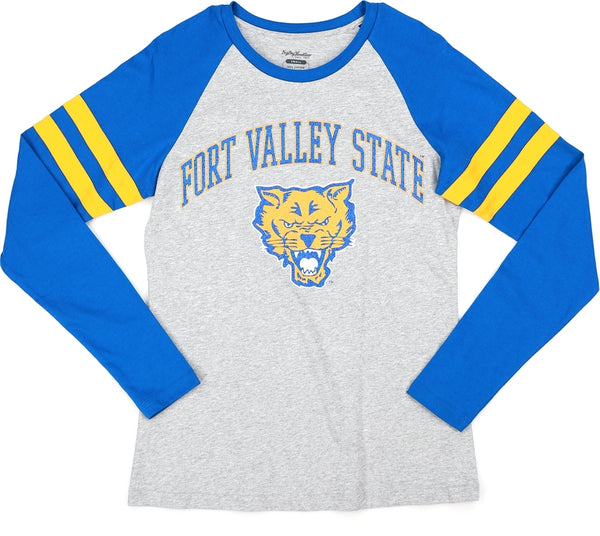 Big Boy Fort Valley State Wildcats S5 Womens Long Sleeve Tee [Grey]