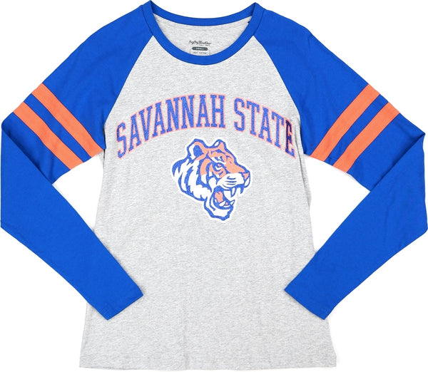 Big Boy Savannah State Tigers S5 Womens Long Sleeve Tee [Grey]