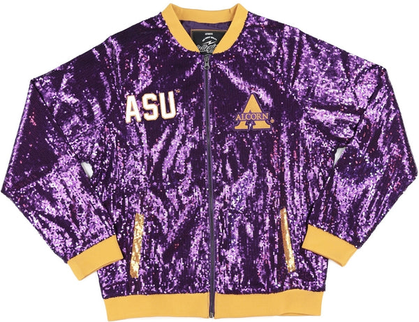 Big Boy Alcorn State Braves S5 Womens Sequins Jacket [Purple]