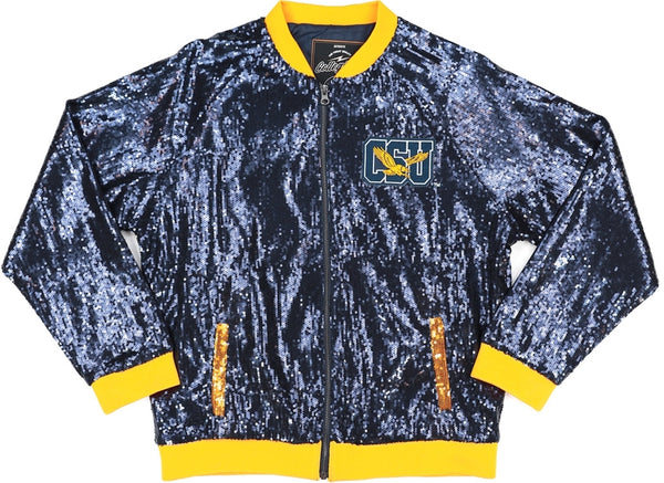 Big Boy Coppin State Eagles S5 Womens Sequins Jacket [Navy Blue]