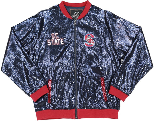 Big Boy South Carolina State Bulldogs S5 Womens Sequins Jacket [Navy Blue]