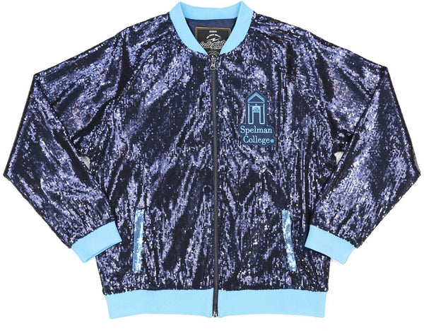 Big Boy Spelman Jaguars S5 Womens Sequins Jacket [Navy Blue]