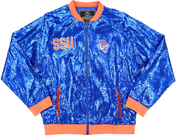 Big Boy Savannah State Tigers S5 Womens Sequins Jacket [Royal Blue]
