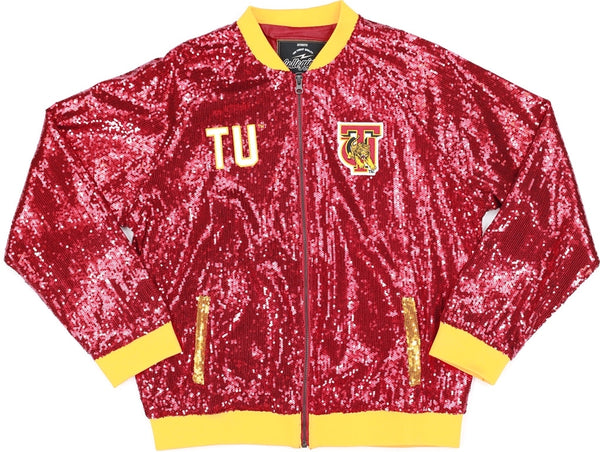 Big Boy Tuskegee Golden Tigers S5 Womens Sequins Jacket [Crimson Red]