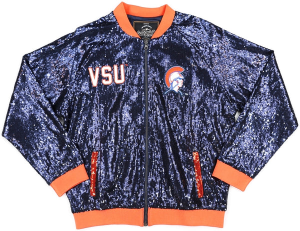 Big Boy Virginia State Trojans S5 Womens Sequins Jacket [Navy Blue]