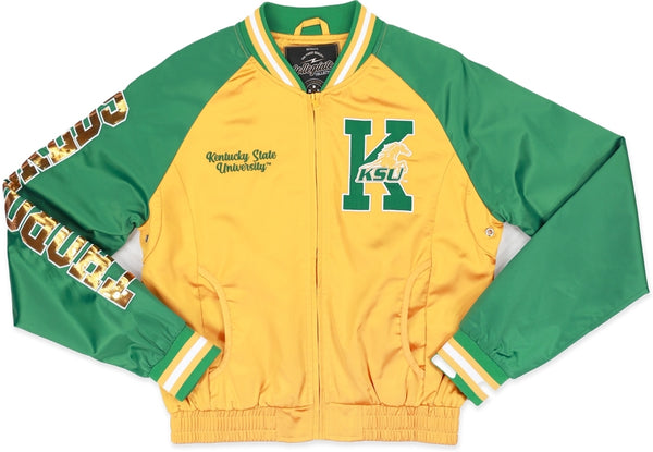 Big Boy Kentucky State Thorobreds S5 Womens Satin Sequins Jacket [Gold]