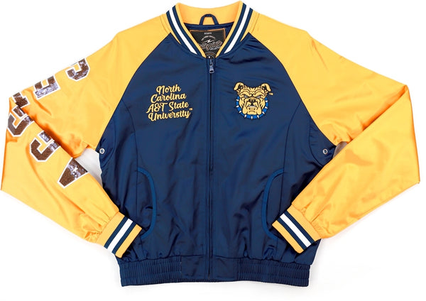 Big Boy North Carolina A&T Aggies S5 Womens Satin Sequins Jacket [Navy Blue]
