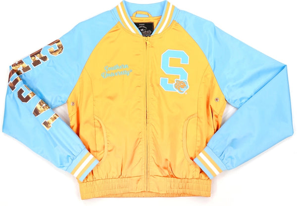 Big Boy Southern Jaguars S5 Womens Satin Sequins Jacket [Gold]