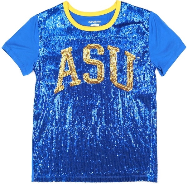 Big Boy Albany State Golden Rams S7 Womens Sequins Tee [Royal Blue]