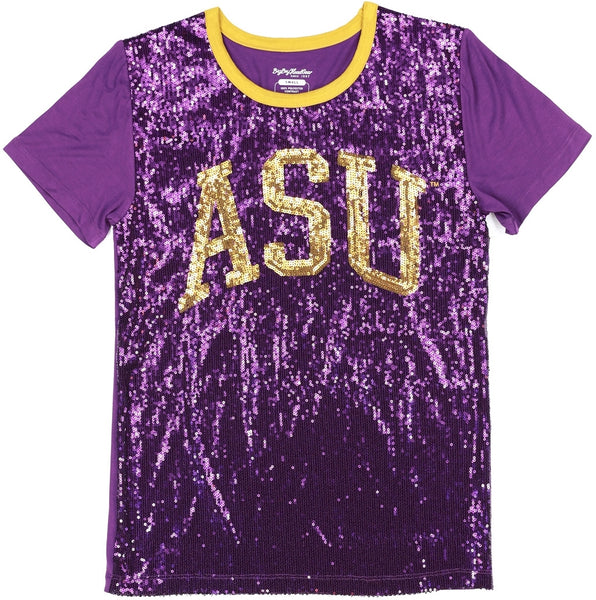 Big Boy Alcorn State Braves S7 Womens Sequins Tee [Purple]